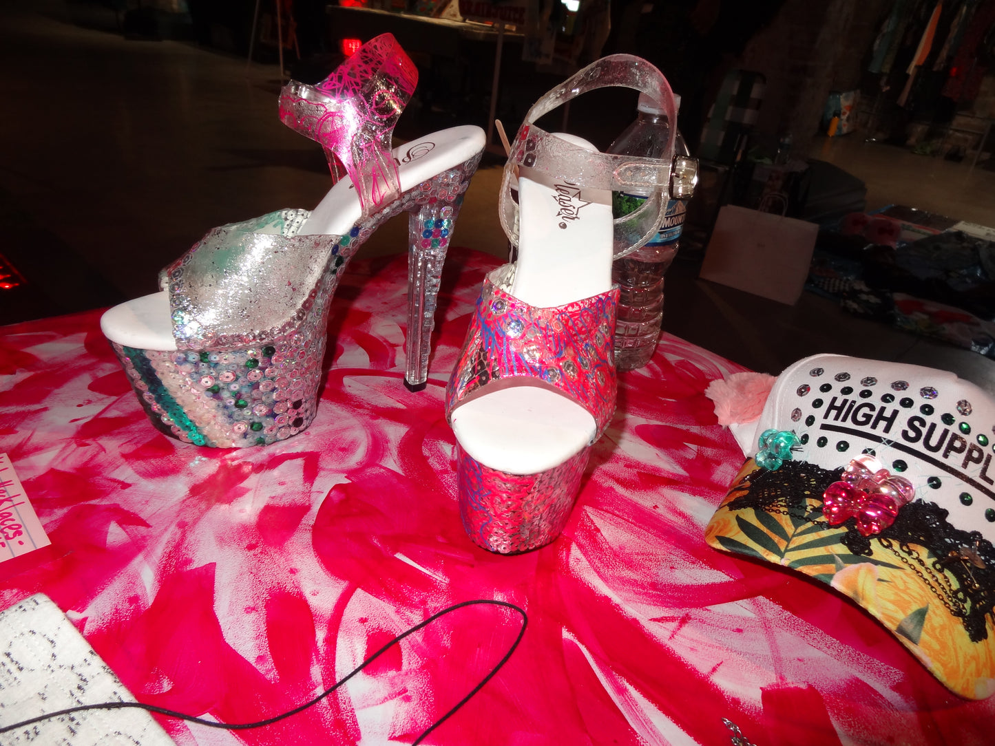 Sequin Stripper Heels