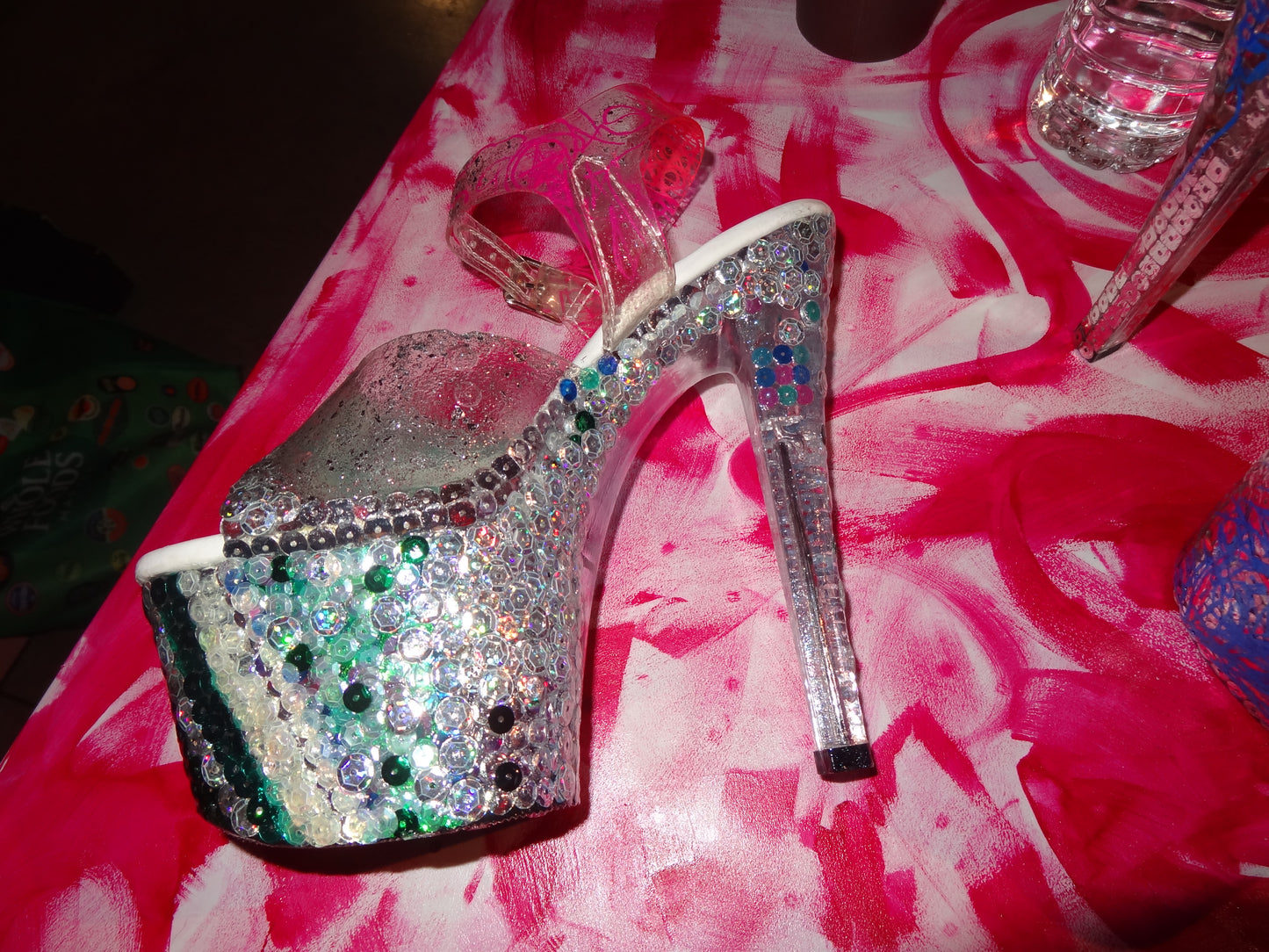 Sequin Stripper Heels