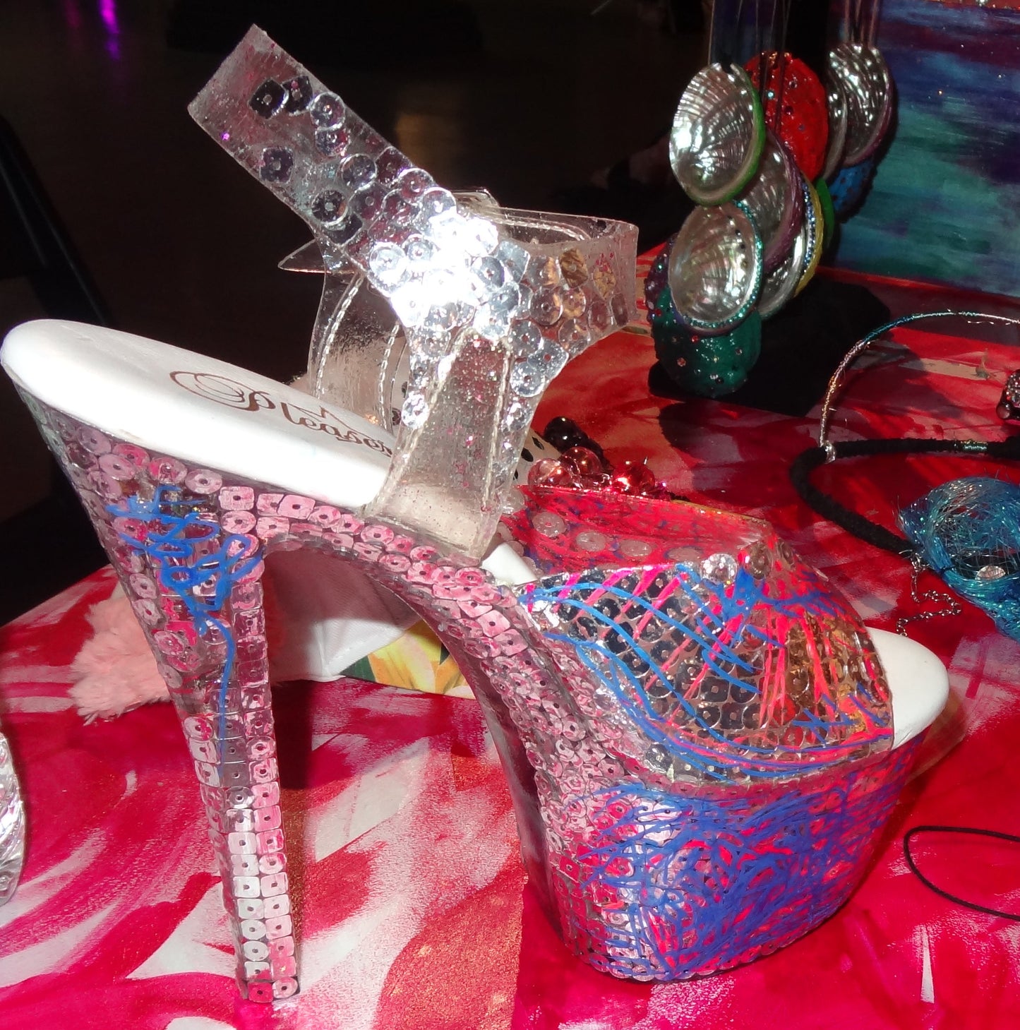 Sequin Stripper Heels