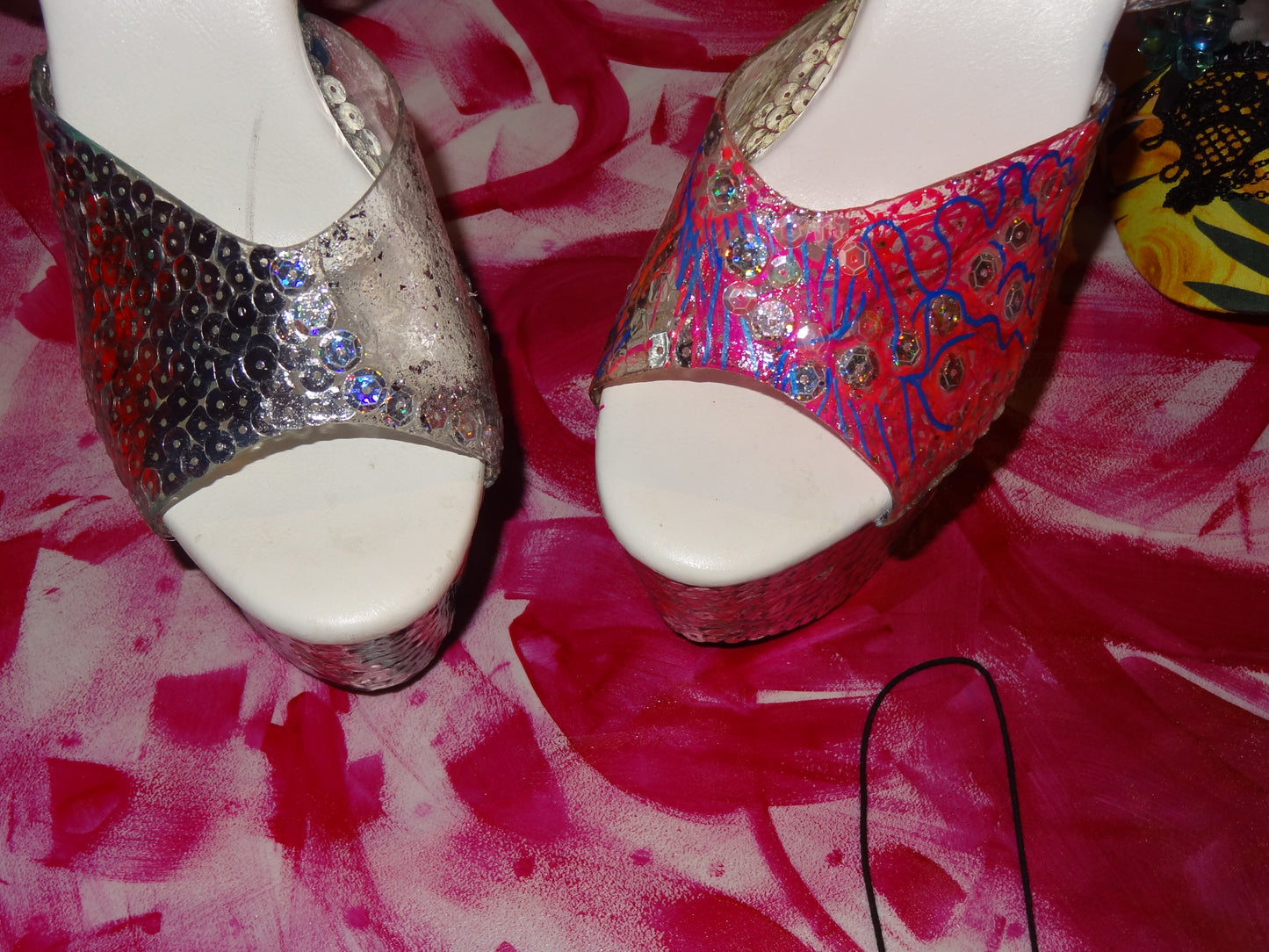 Sequin Stripper Heels