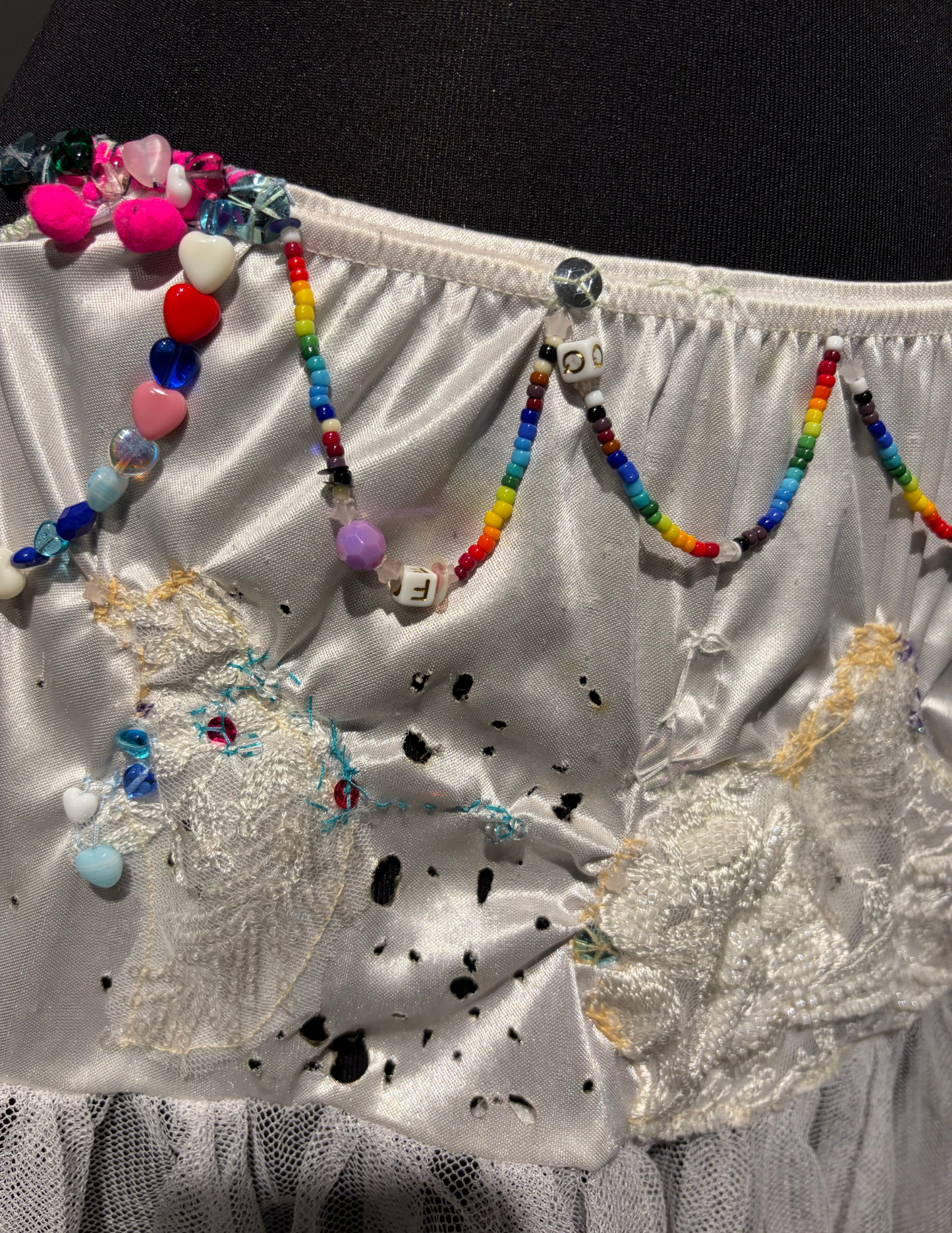 White & Rainbow Lace Skirt