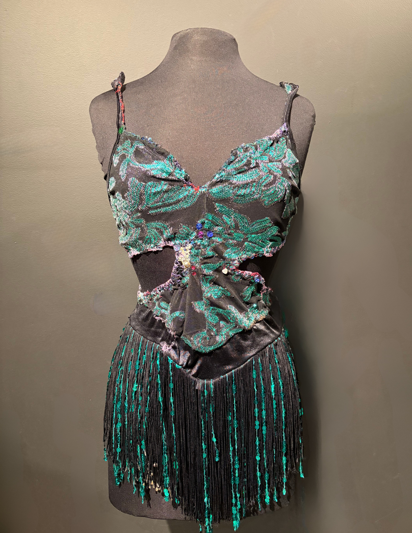 Black & Green Showgirl Top
