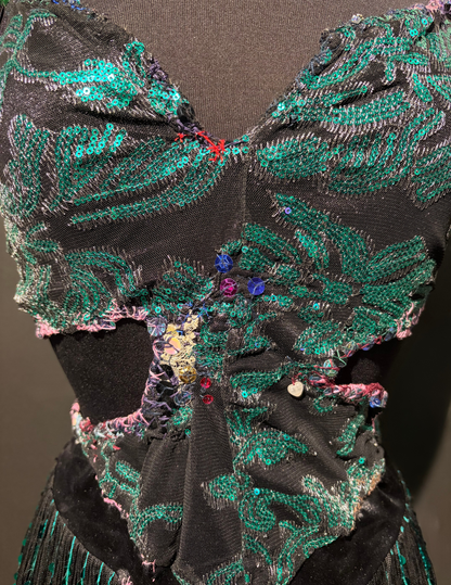 Black & Green Showgirl Top