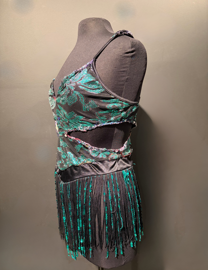 Black & Green Showgirl Top
