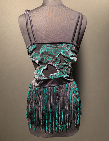 Black & Green Showgirl Top