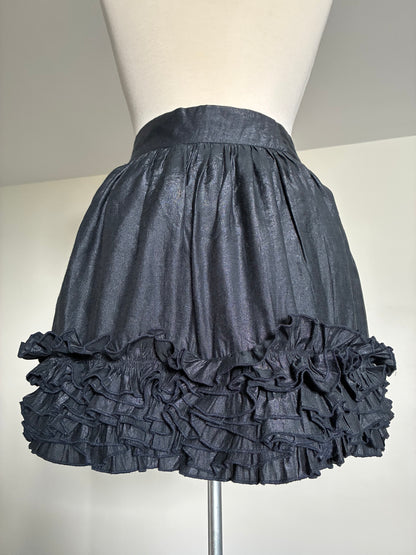 Navy Blue Metallic Ruffle Bubble Skirt