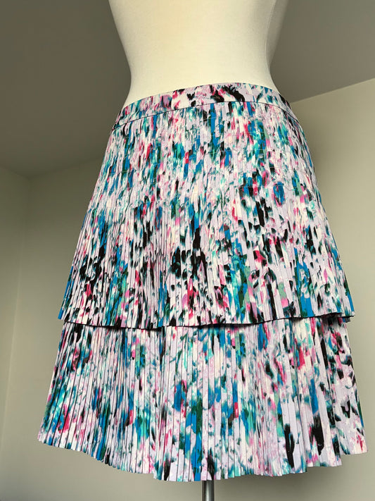 Pleated Pink Multicolor Vintage Skirt