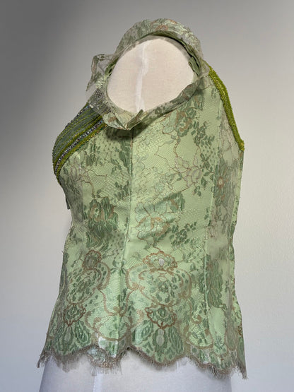 Light Green Sequin Beaded Top