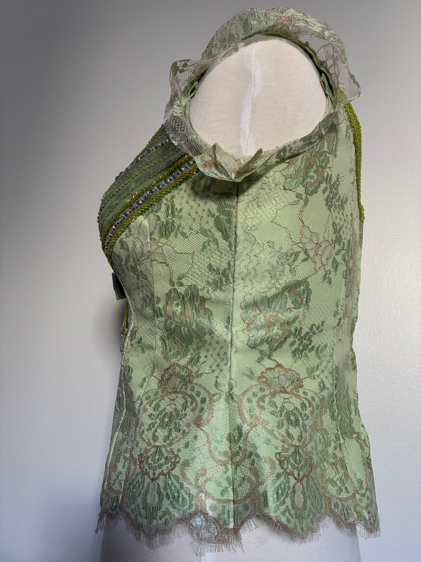 Light Green Sequin Beaded Top