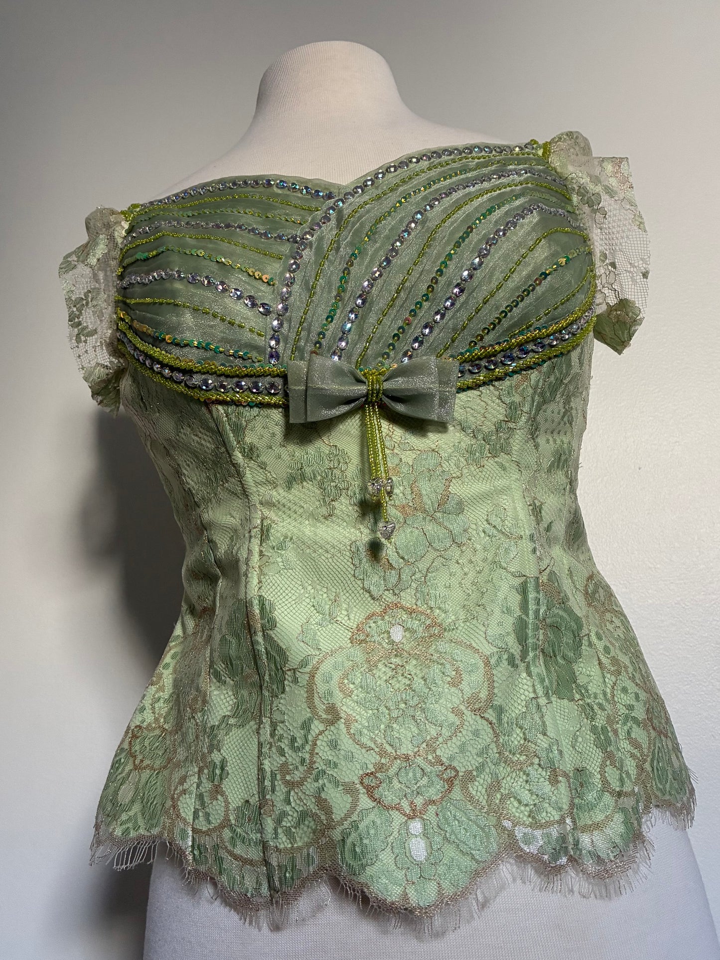 Light Green Sequin Beaded Top