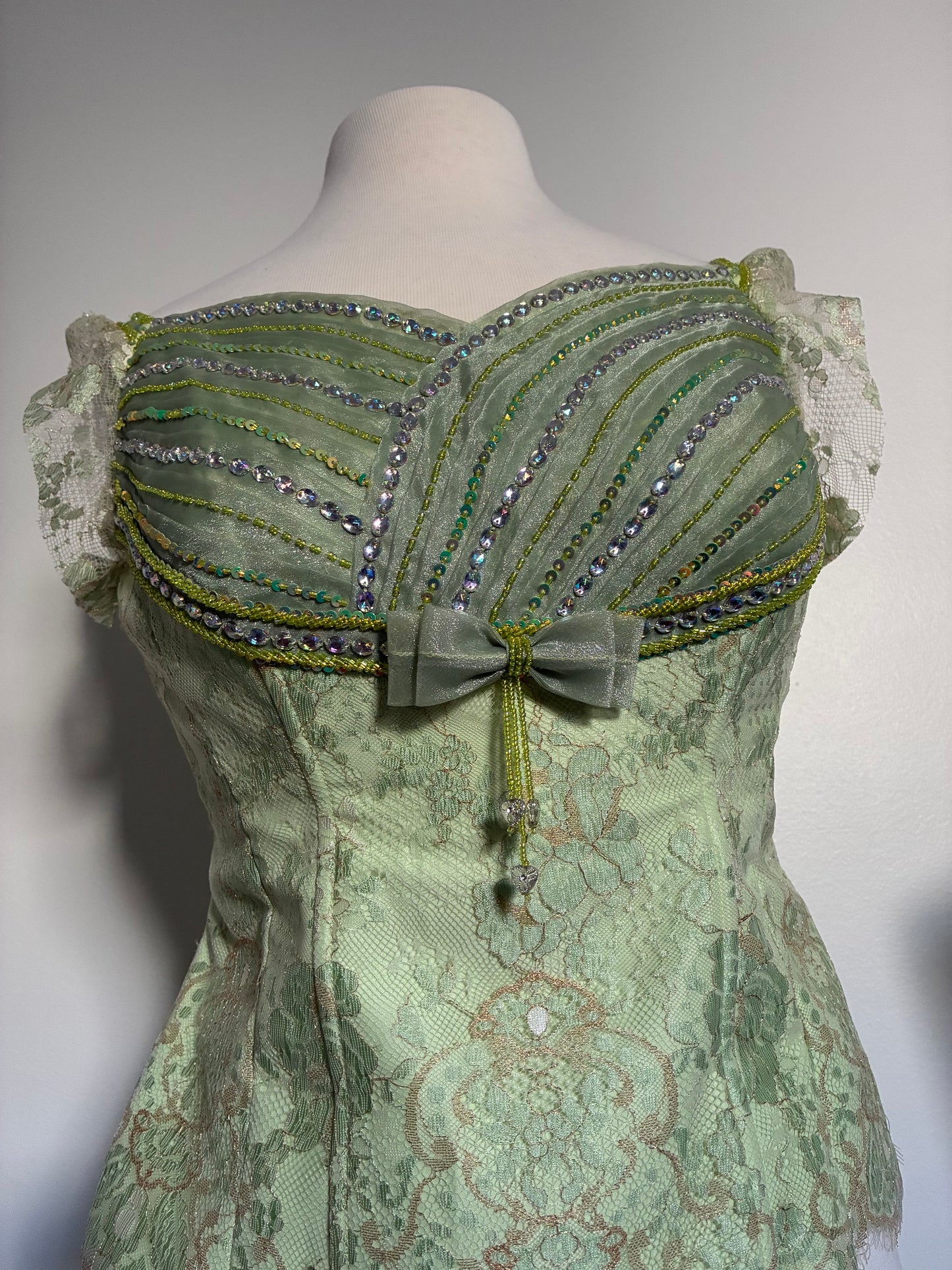 Light Green Sequin Beaded Top