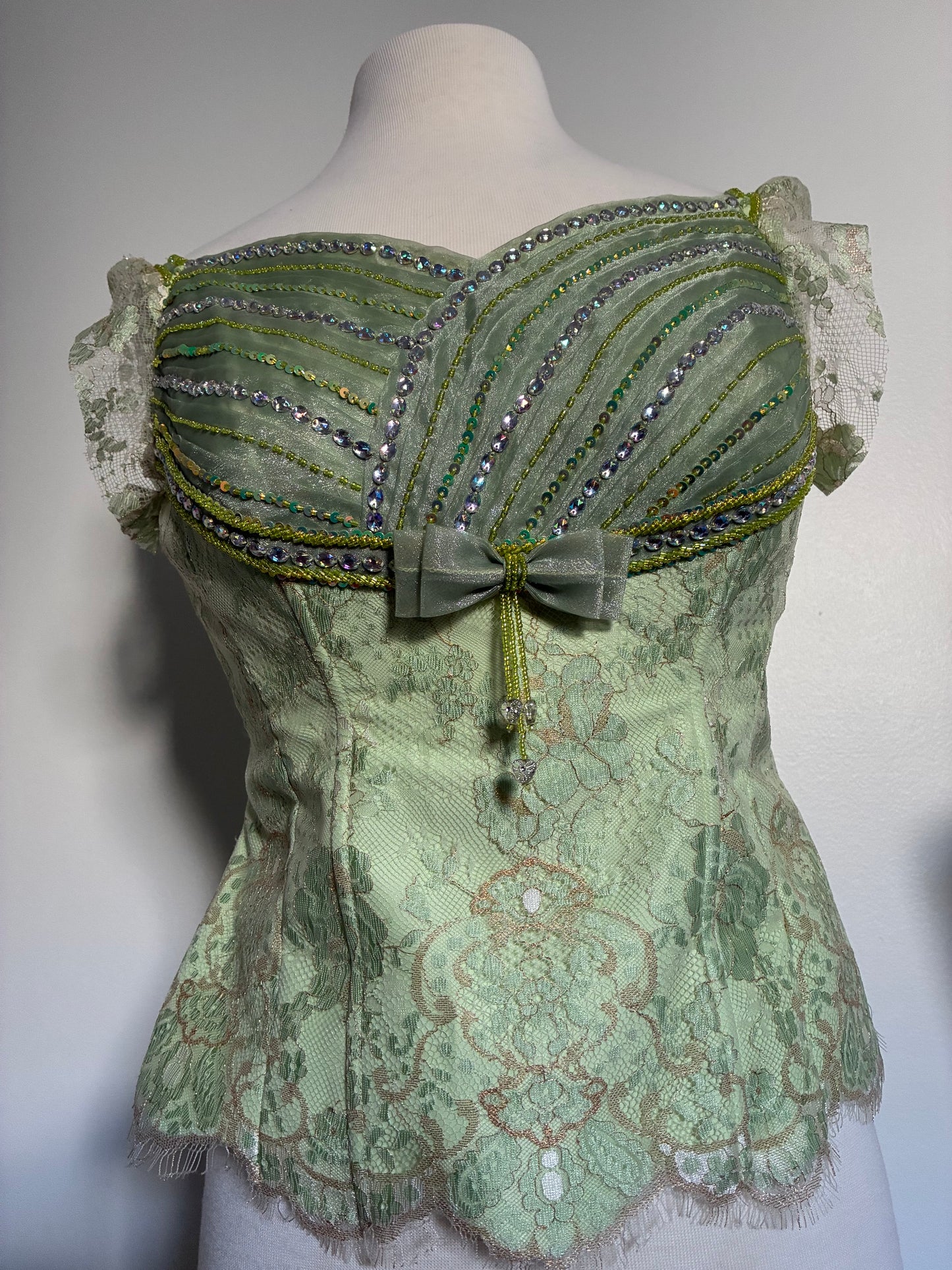 Light Green Sequin Beaded Top