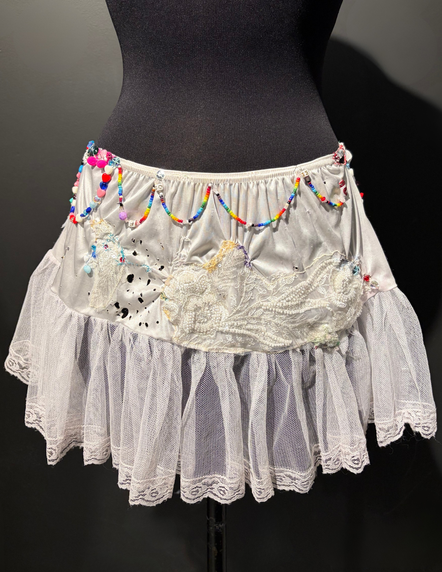White & Rainbow Lace Skirt