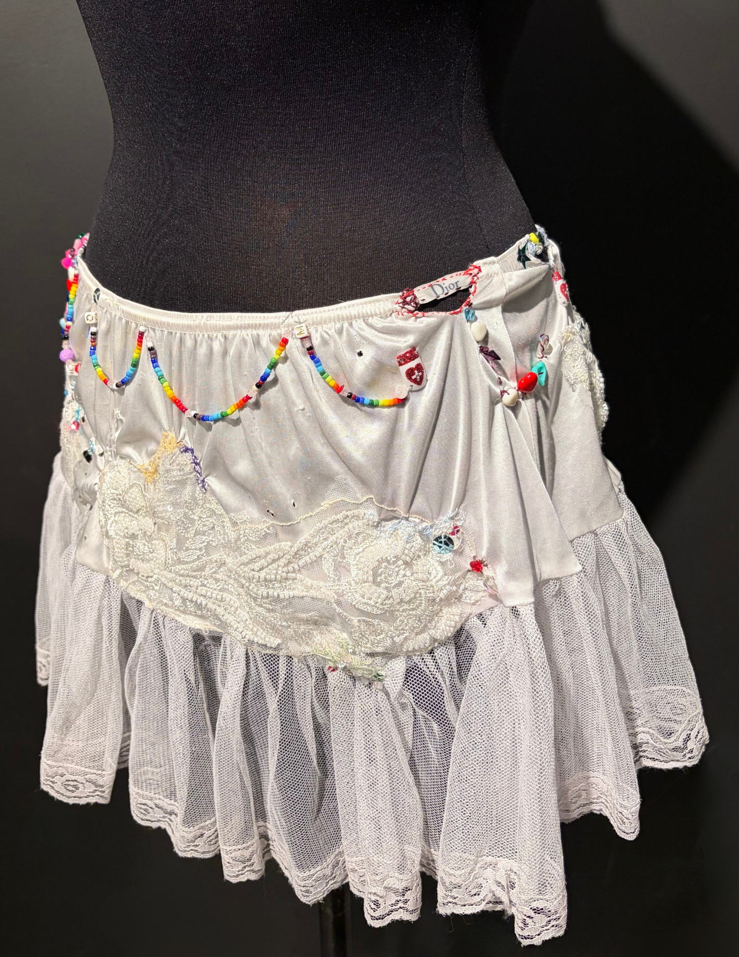 White & Rainbow Lace Skirt