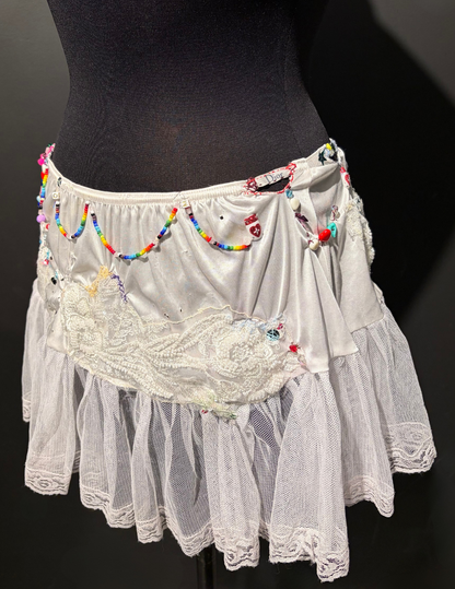 White & Rainbow Lace Skirt