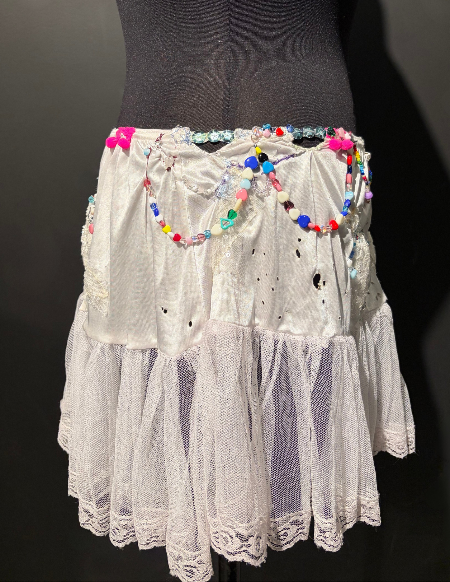 White & Rainbow Lace Skirt