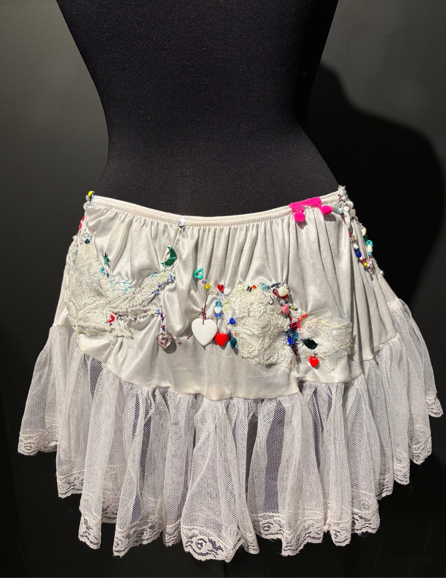 White & Rainbow Lace Skirt